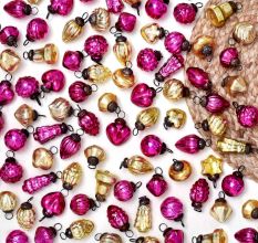 50 Pieces Modern Golden and Pink Coloured Glass Christmas Ornament